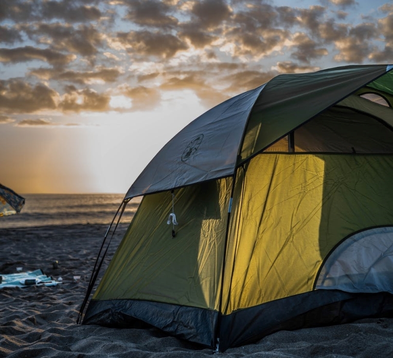 photo of tent near beach